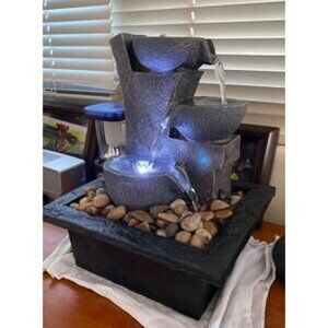 New Inc., Aura Meditation Fountain with 3 Tiered LED Waterfall Pack of 1